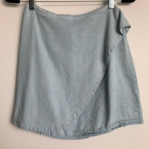 Denim wrap mini skirt